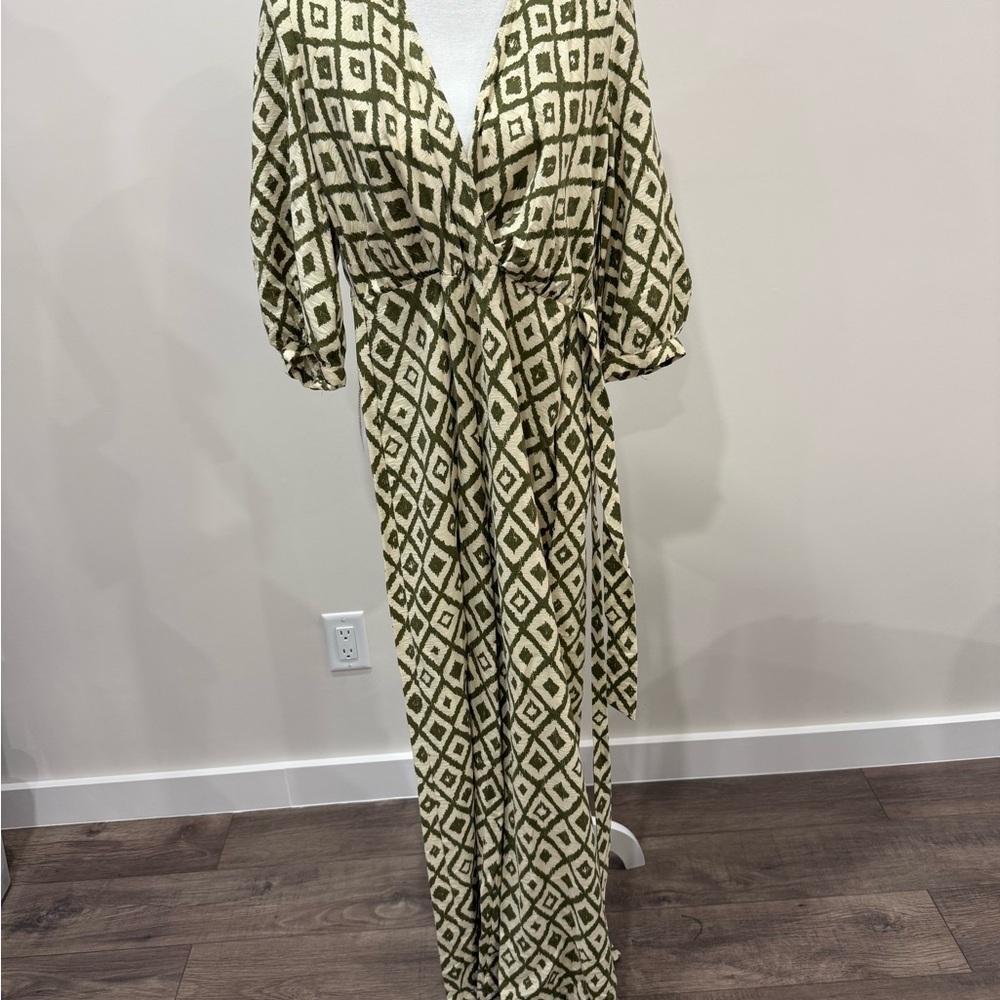 Mng - Mango Geometric Patterned Jumpsuit In Green… - image 2